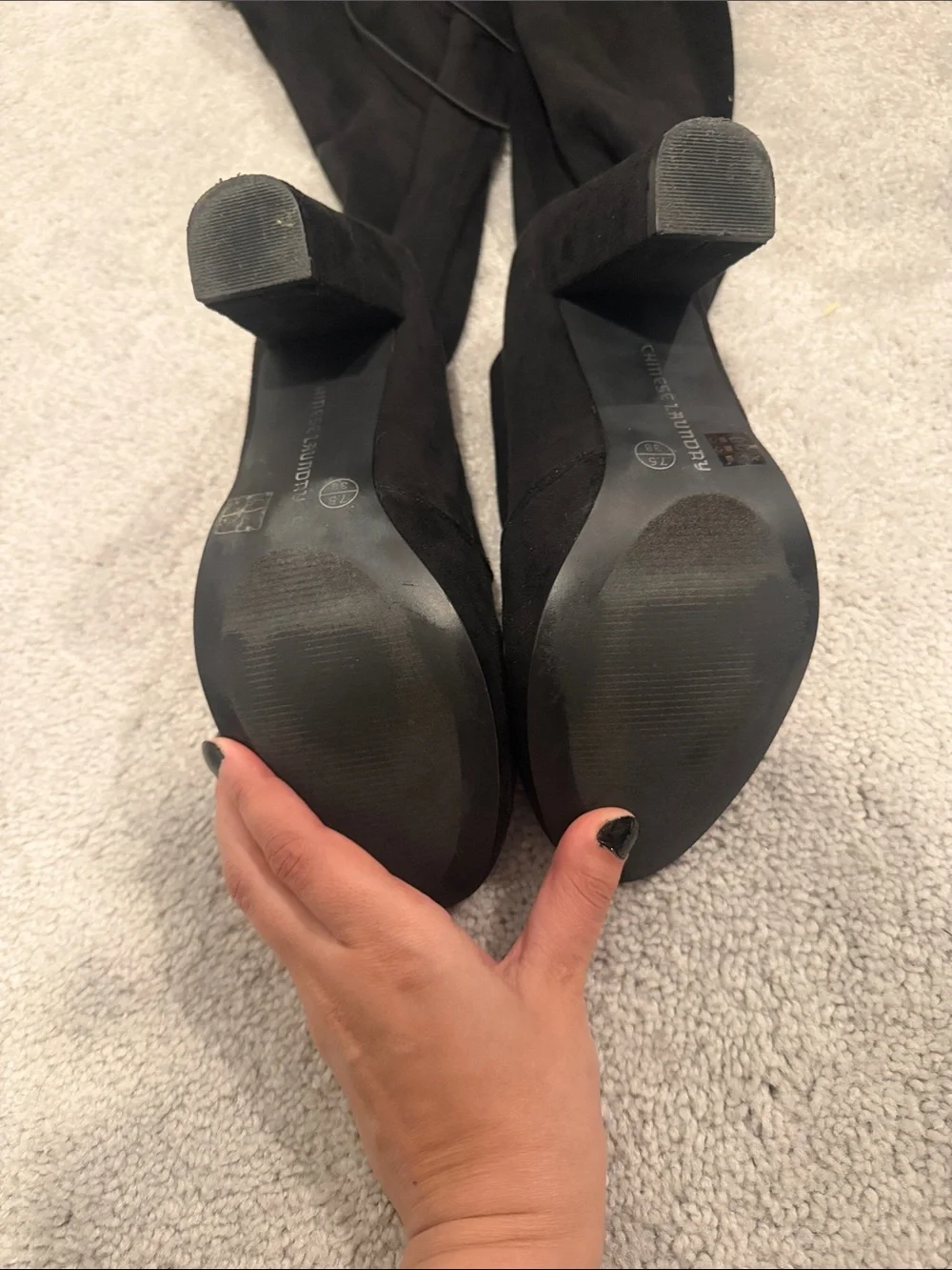 Chinese Laundry Black Over-the-Knee Block Heel Boots
